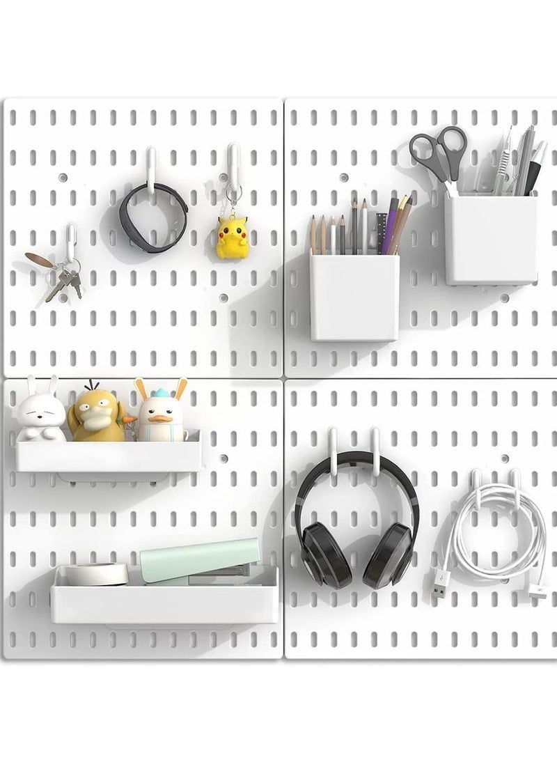 Arabest 13 Piece Pegboard Organiser Combination Set, Pegboard Wall Mount Display Pegboard Wall Panel, Durable Plastic Wall Storage Kit, Pegboard Accessories for Kitchen, Craft Room Workplace (White) - Image 4